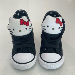 Hello kitty x converse black high top sneakers size 4 like new
